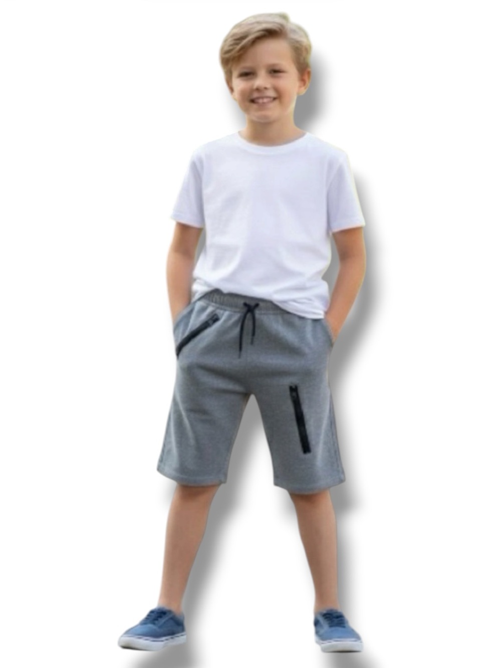 Cat & Jack Gray Drawstring Zippered Pockets Board Shorts Size Medium 8-10 EUC 🍭
